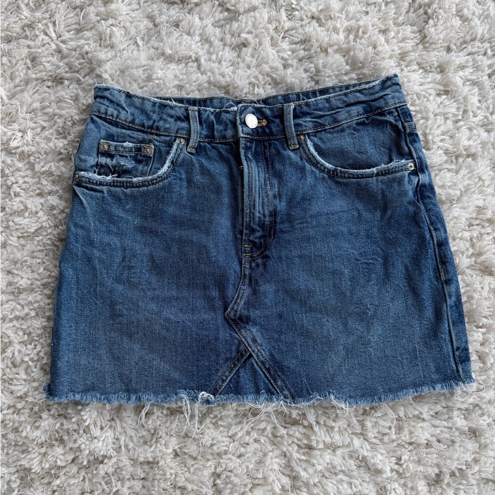 Zara Distressed Blue Mini Skirt